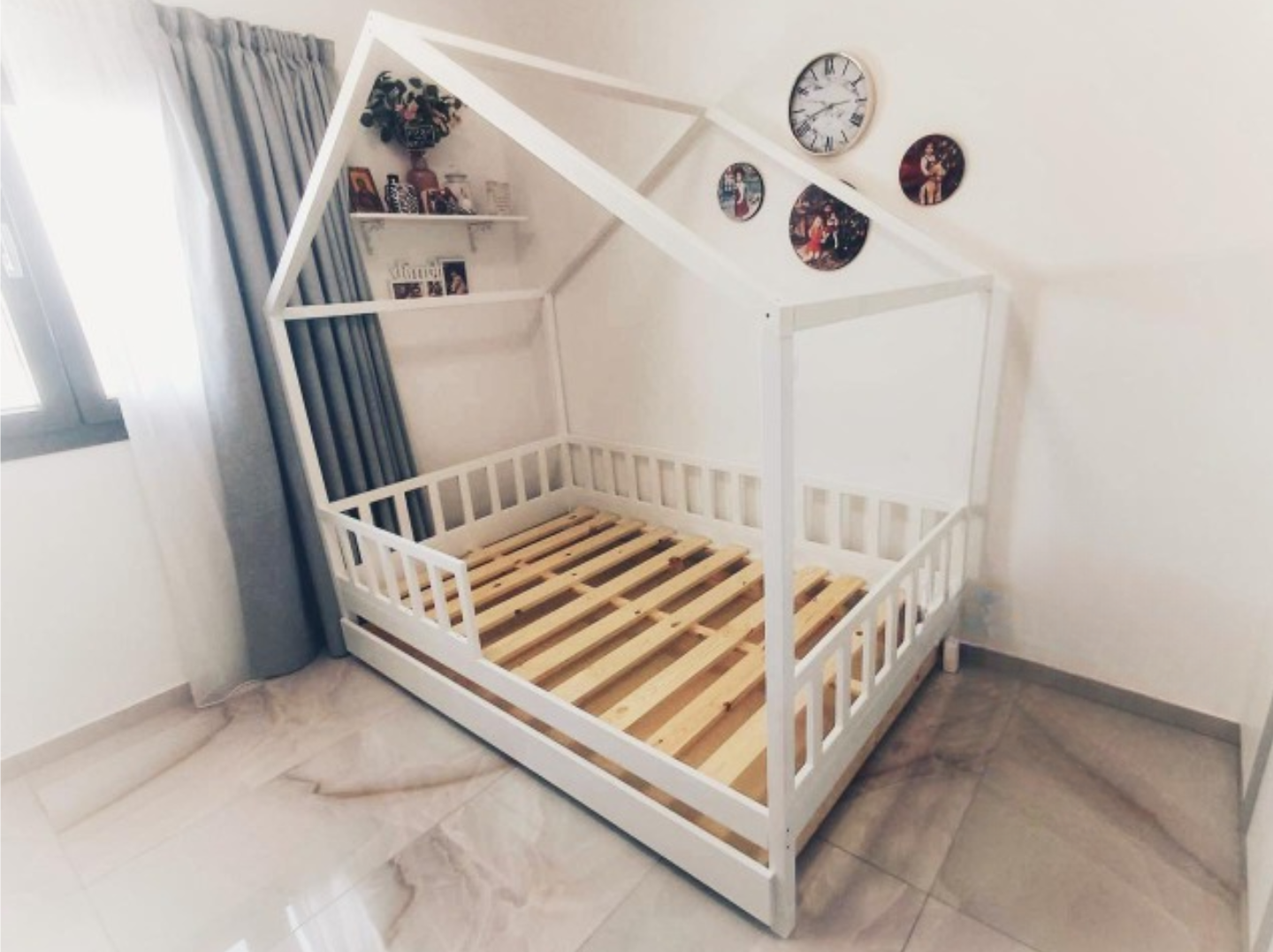 Montessori house bed Kids Bed Floor Bed Frame Montessori Floor Bed Montessori Toddler Bed with Rails Toddler Bed Frame