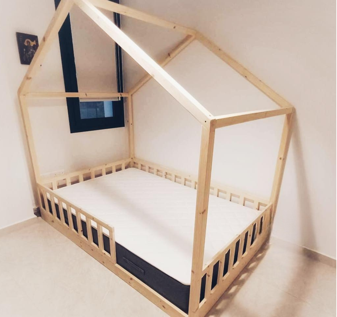 Montessori house bed Kids Bed Floor Bed Frame Montessori Floor Bed Montessori Toddler Bed with Rails Toddler Bed Frame