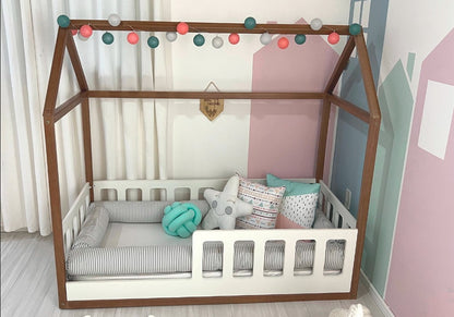 Montessori house bed Kids Bed Floor Bed Frame Montessori Floor Bed Montessori Toddler Bed with Rails Toddler Bed Frame
