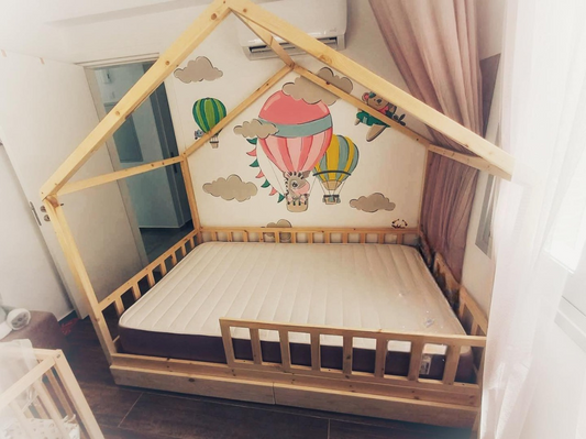 Montessori house bed Kids Bed Floor Bed Frame Montessori Floor Bed Montessori Toddler Bed with Rails Toddler Bed Frame