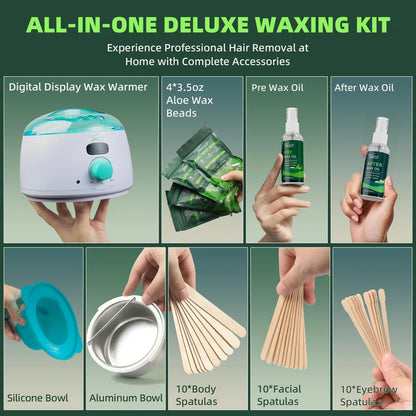 VENNCO Waxing Kit for Women Men Kit for Sensitive Skin Coarse Hair Removal