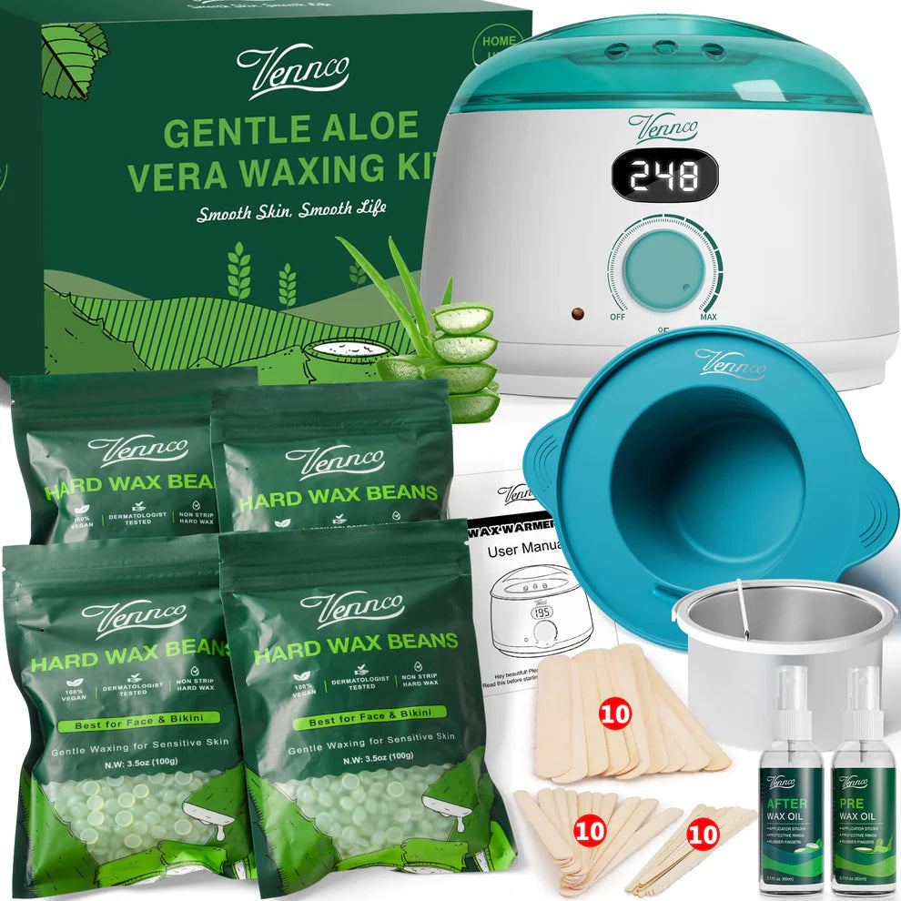 VENNCO Waxing Kit for Women Men Kit for Sensitive Skin Coarse Hair Removal