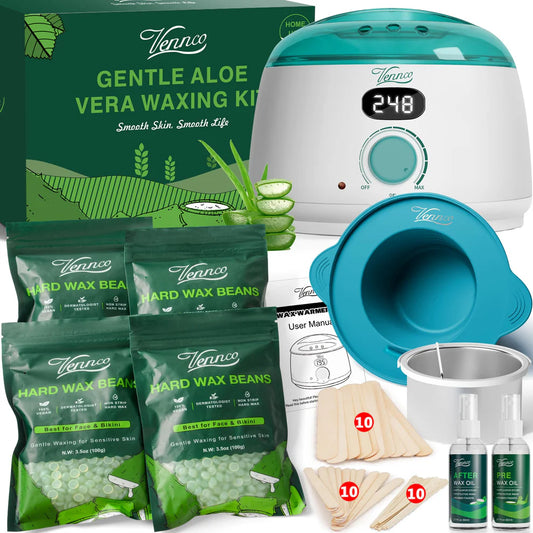 VENNCO Waxing Kit for Women Men Kit for Sensitive Skin Coarse Hair Removal